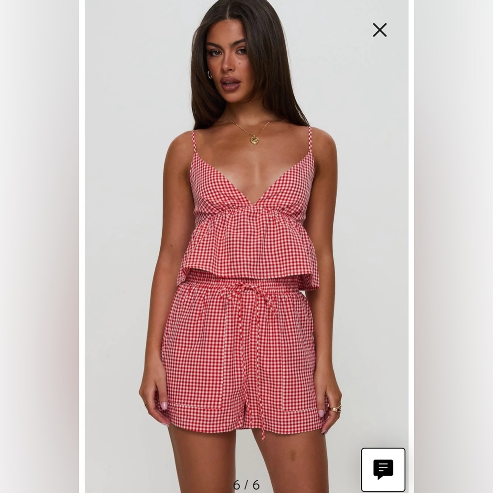 Princess Polly Red Gingham Drawstring Shorts